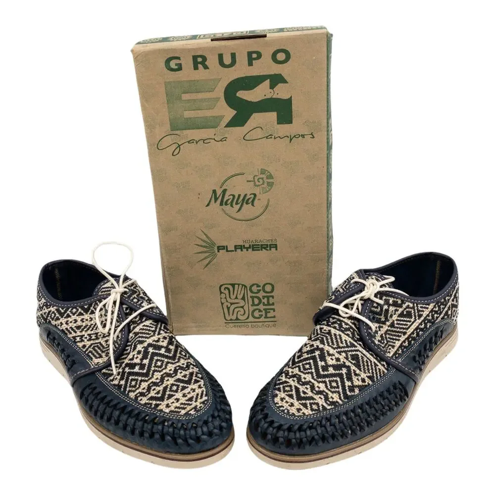 Huaraches Playera Men's Navy Chaleco Leather Geometric Oxford US 11 MX29